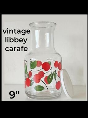 1980s Libbey Cherry Carafe Decanter With Lid
